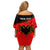 Personalised Albania Flag Day Off Shoulder Short Dress Albanian Coat Of Arms With Red Poppy - Wonder Print Shop