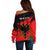 Personalised Albania Flag Day Off Shoulder Sweater Albanian Coat Of Arms With Red Poppy - Wonder Print Shop