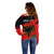 Personalised Albania Flag Day Off Shoulder Sweater Albanian Coat Of Arms With Red Poppy - Wonder Print Shop