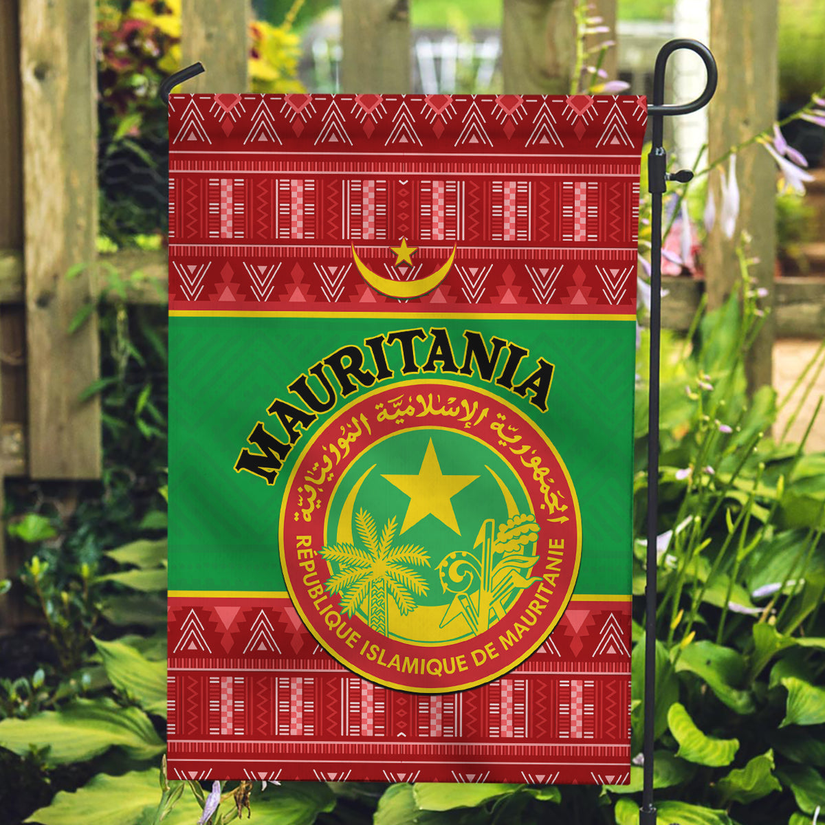 Personalised Mauritania Independence Day Garden Flag Mauritanian Map Mix African Pattern - Wonder Print Shop