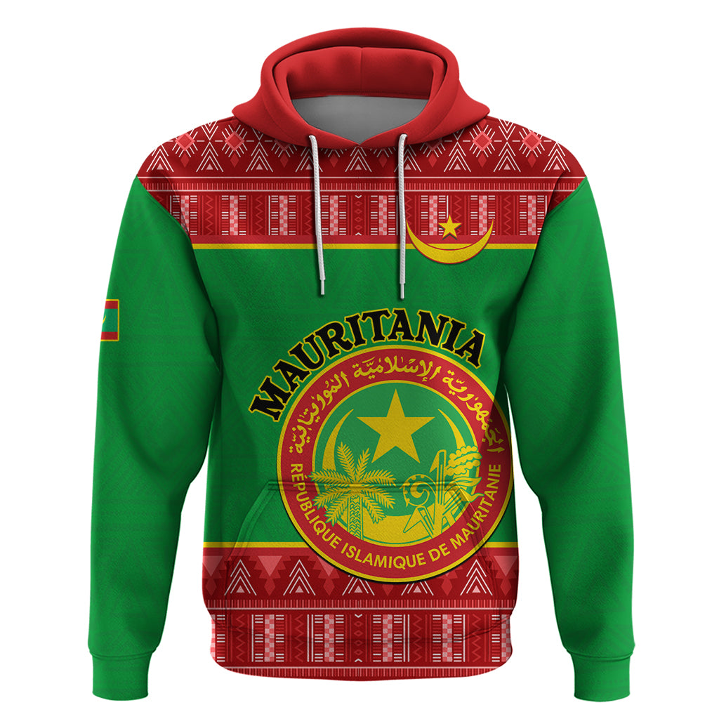 Personalised Mauritania Independence Day Hoodie Mauritanian Map Mix African Pattern - Wonder Print Shop