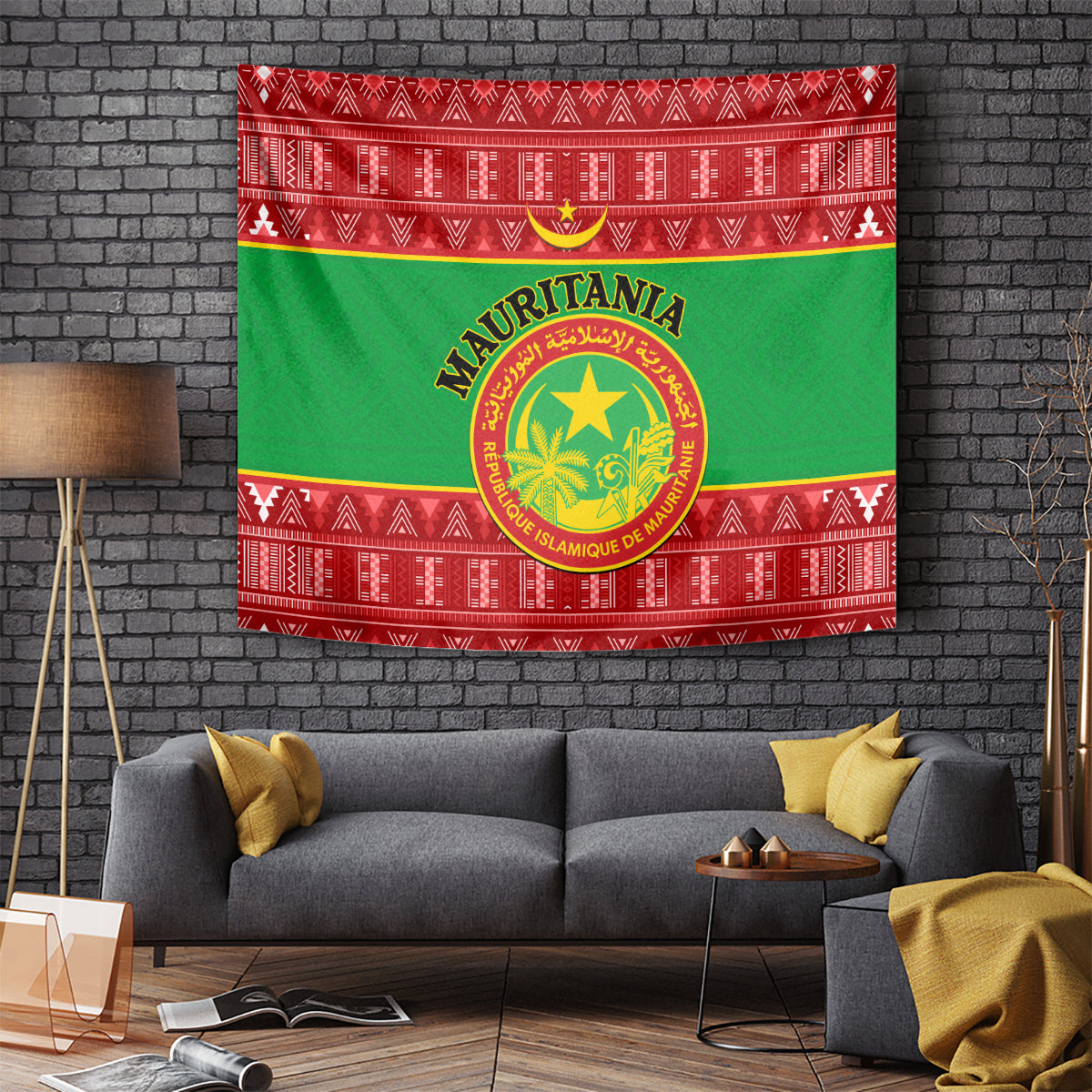 personalised-mauritania-independence-day-tapestry-mauritanian-map-mix-african-pattern