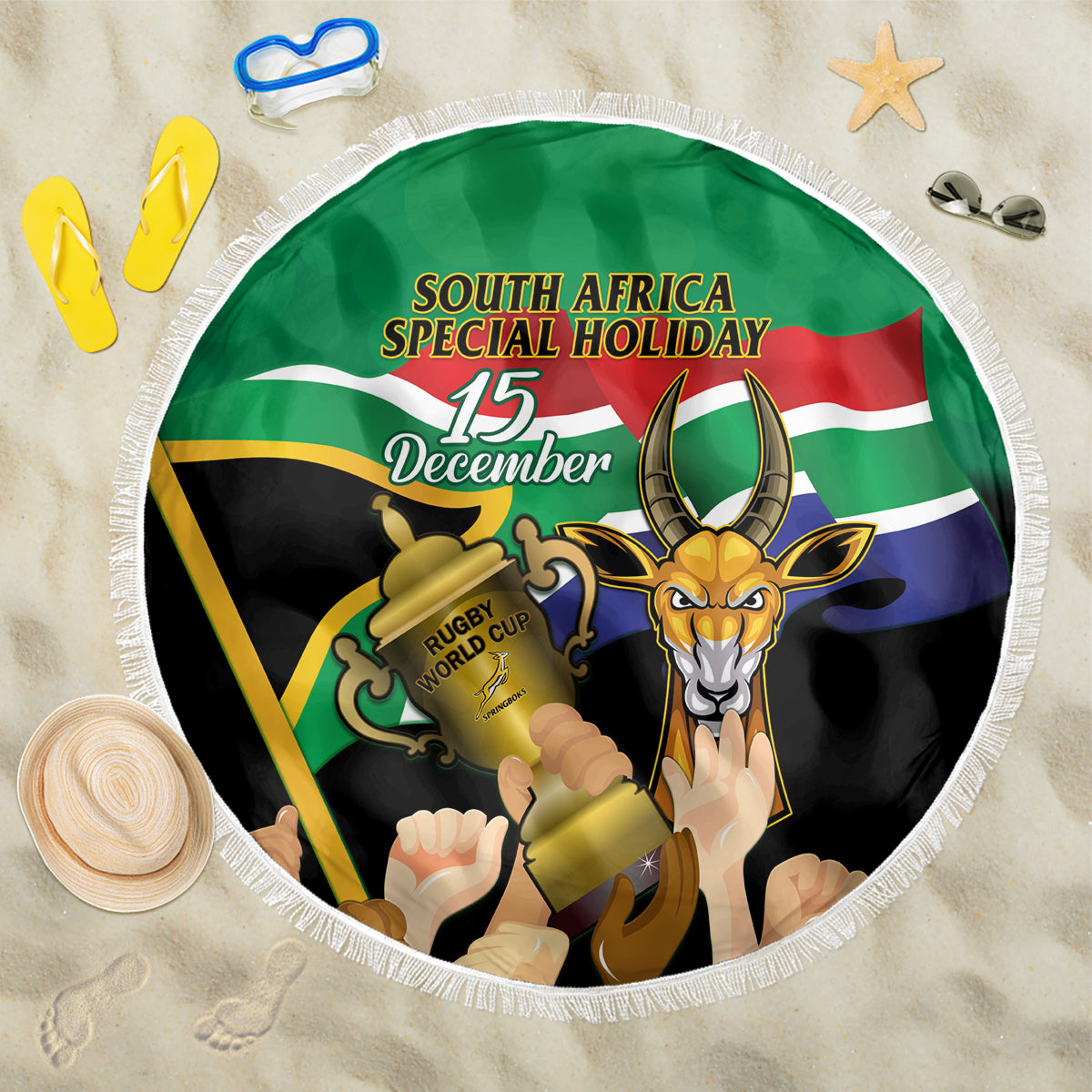 South Africa Special Holiday Beach Blanket Springboks Champions Celebration Rugby Is My Soul - Wonder Print Shop