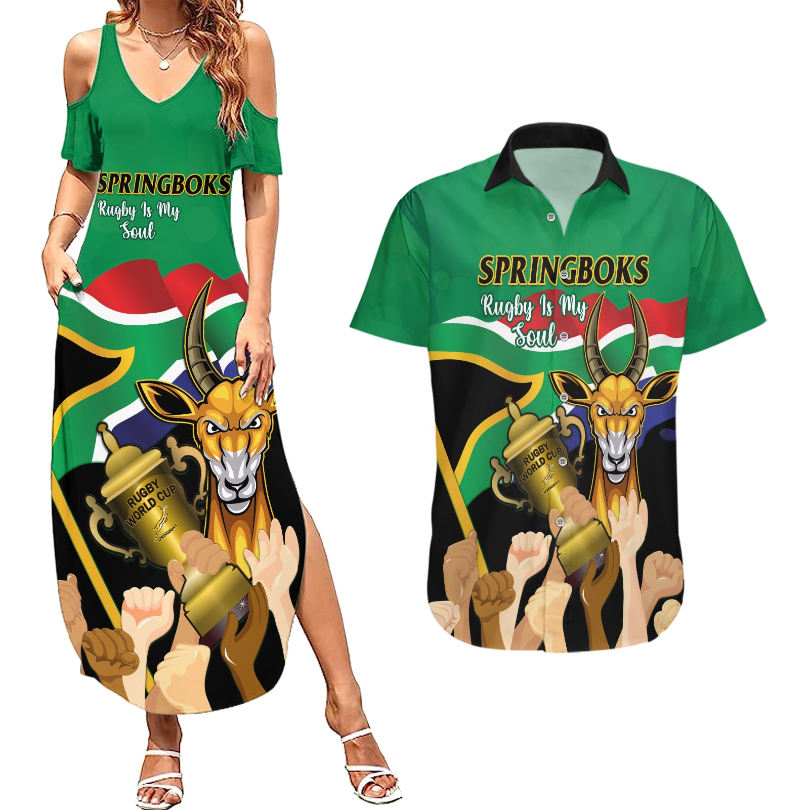 South Africa Special Holiday Couples Matching Summer Maxi Dress and Hawaiian Shirt Springboks Champions Celebration Rugby Is My Soul - Wonder Print Shop