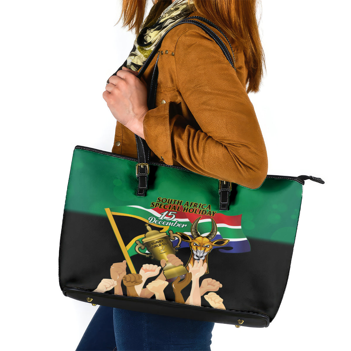 South Africa Special Holiday Leather Tote Bag Springboks Champions Celebration Rugby Is My Soul - Wonder Print Shop