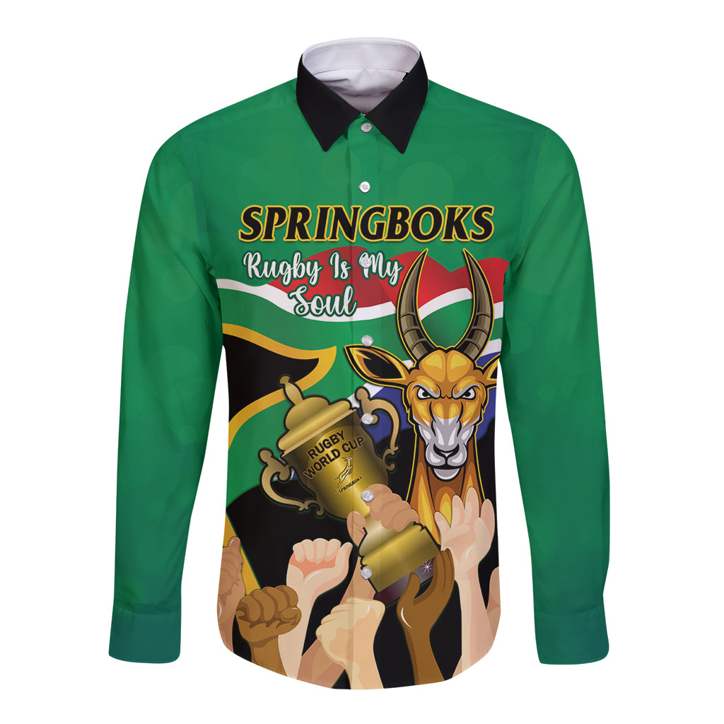 South Africa Special Holiday Long Sleeve Button Shirt Springboks Champions Celebration Rugby Is My Soul - Wonder Print Shop