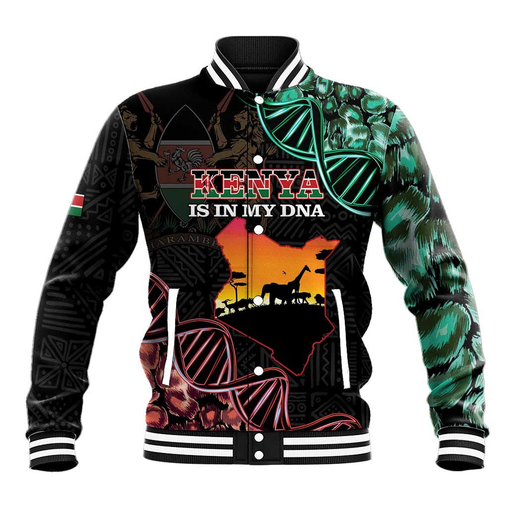 Kenya Is In My DNA Baseball Jacket Kenyan Map Happy Jamhuri Day - Wonder Print Shop