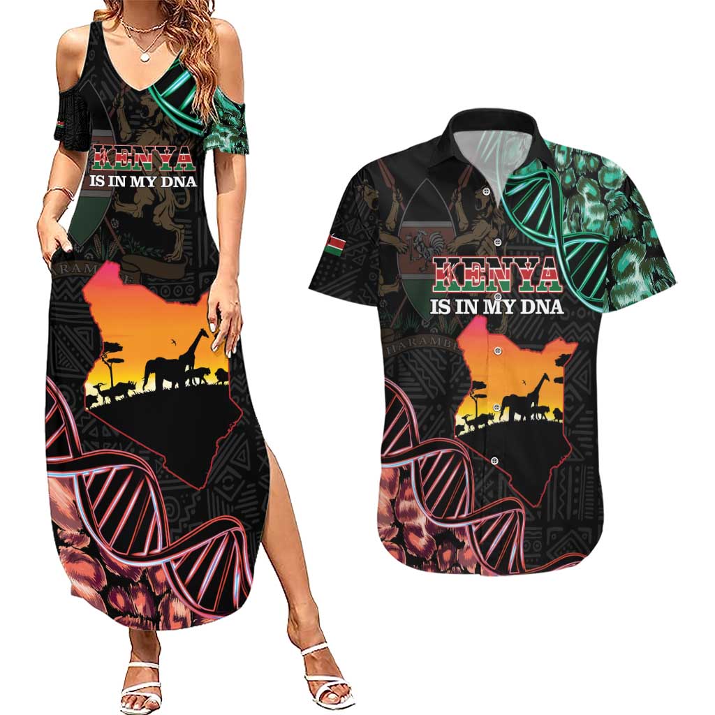 Kenya Is In My DNA Couples Matching Summer Maxi Dress and Hawaiian Shirt Kenyan Map Happy Jamhuri Day - Wonder Print Shop