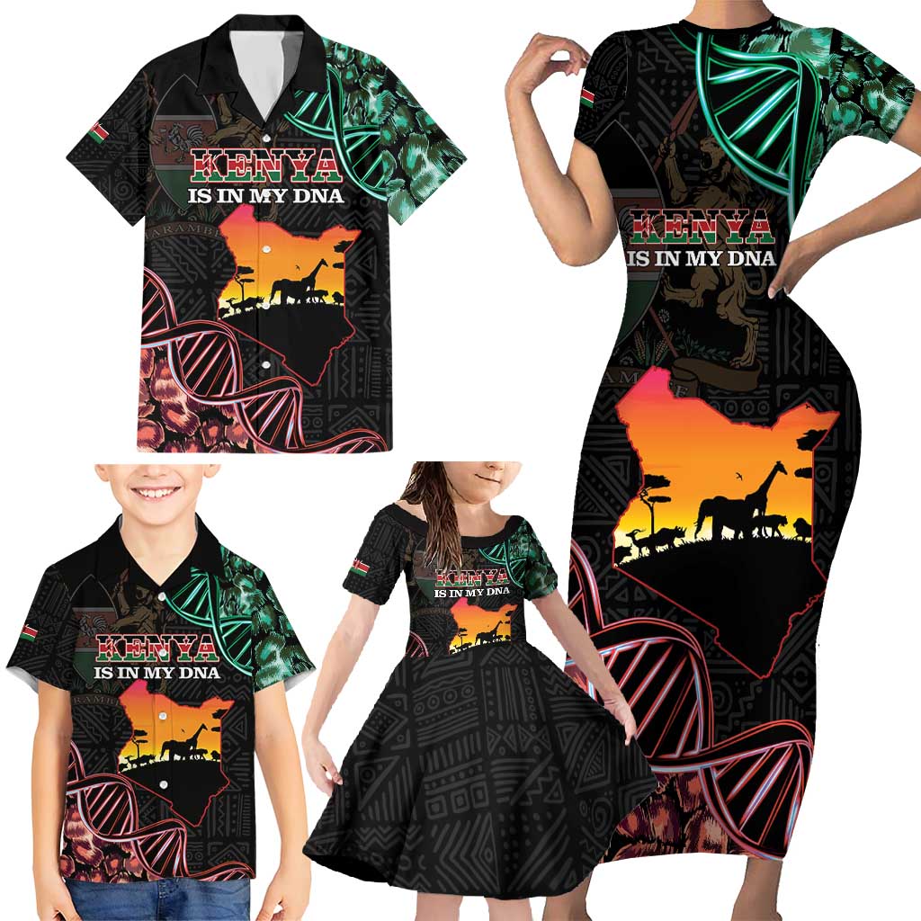 Kenya Is In My DNA Family Matching Short Sleeve Bodycon Dress and Hawaiian Shirt Kenyan Map Happy Jamhuri Day - Wonder Print Shop