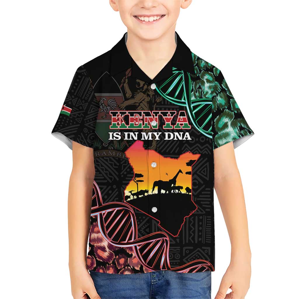 Kenya Is In My DNA Kid Hawaiian Shirt Kenyan Map Happy Jamhuri Day - Wonder Print Shop