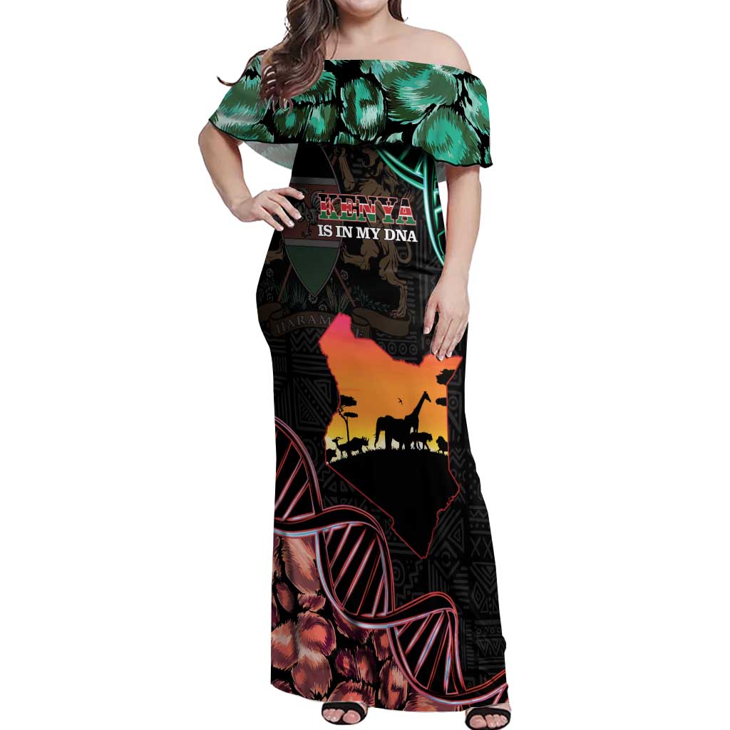 Kenya Is In My DNA Off Shoulder Maxi Dress Kenyan Map Happy Jamhuri Day - Wonder Print Shop