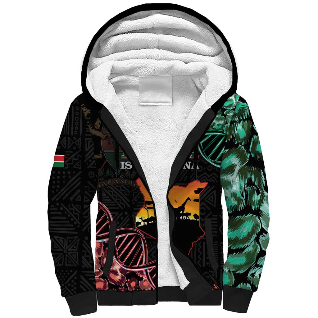 Kenya Is In My DNA Sherpa Hoodie Kenyan Map Happy Jamhuri Day - Wonder Print Shop