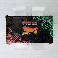 Folded black Kenya map tablecloth showing “KENYA IS IN MY DNA” text and graphics