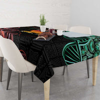 Black Kenya-themed tablecloth with colorful map and pattern, rectangular table cover