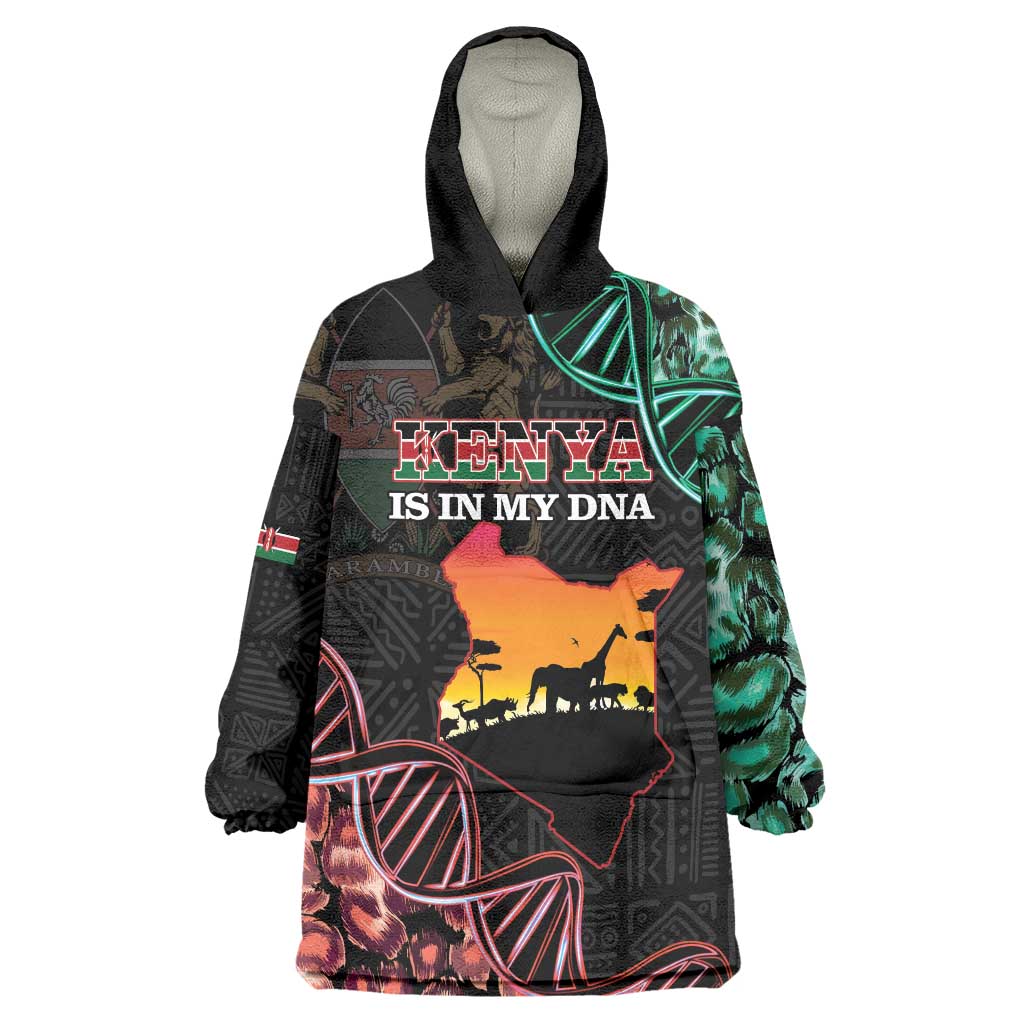 Kenya Is In My DNA Wearable Blanket Hoodie Kenyan Map Happy Jamhuri Day