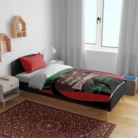 Kenya safari duvet bedding set in red, black, and green with matching pillowcases
