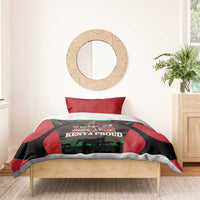 Red, black, and green Kenya Proud bedding set with animal emblem on duvet and pillowcases