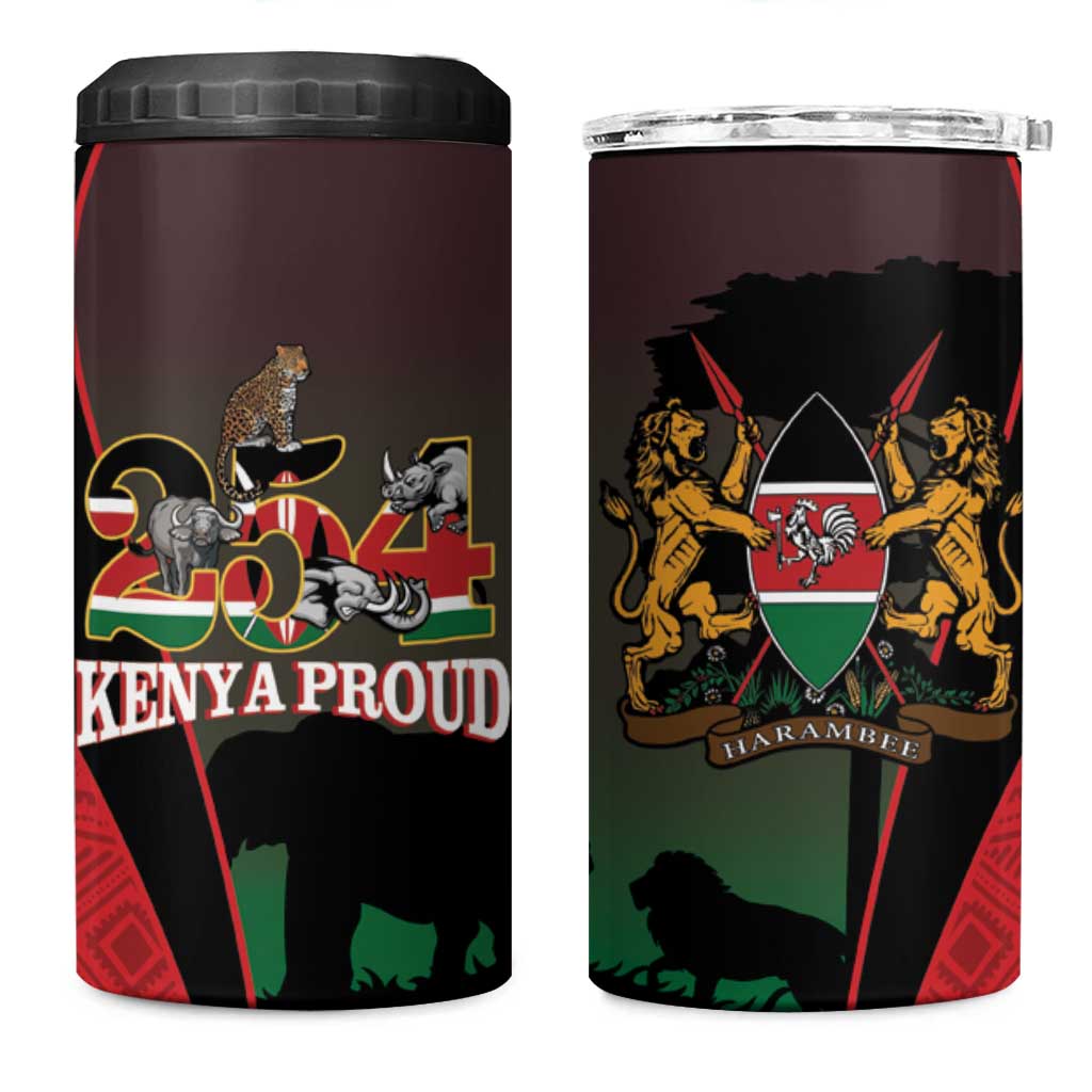 Proud Kenya 254 4 in 1 Can Cooler Tumbler Kenyan Safari Animals - Wonder Print Shop