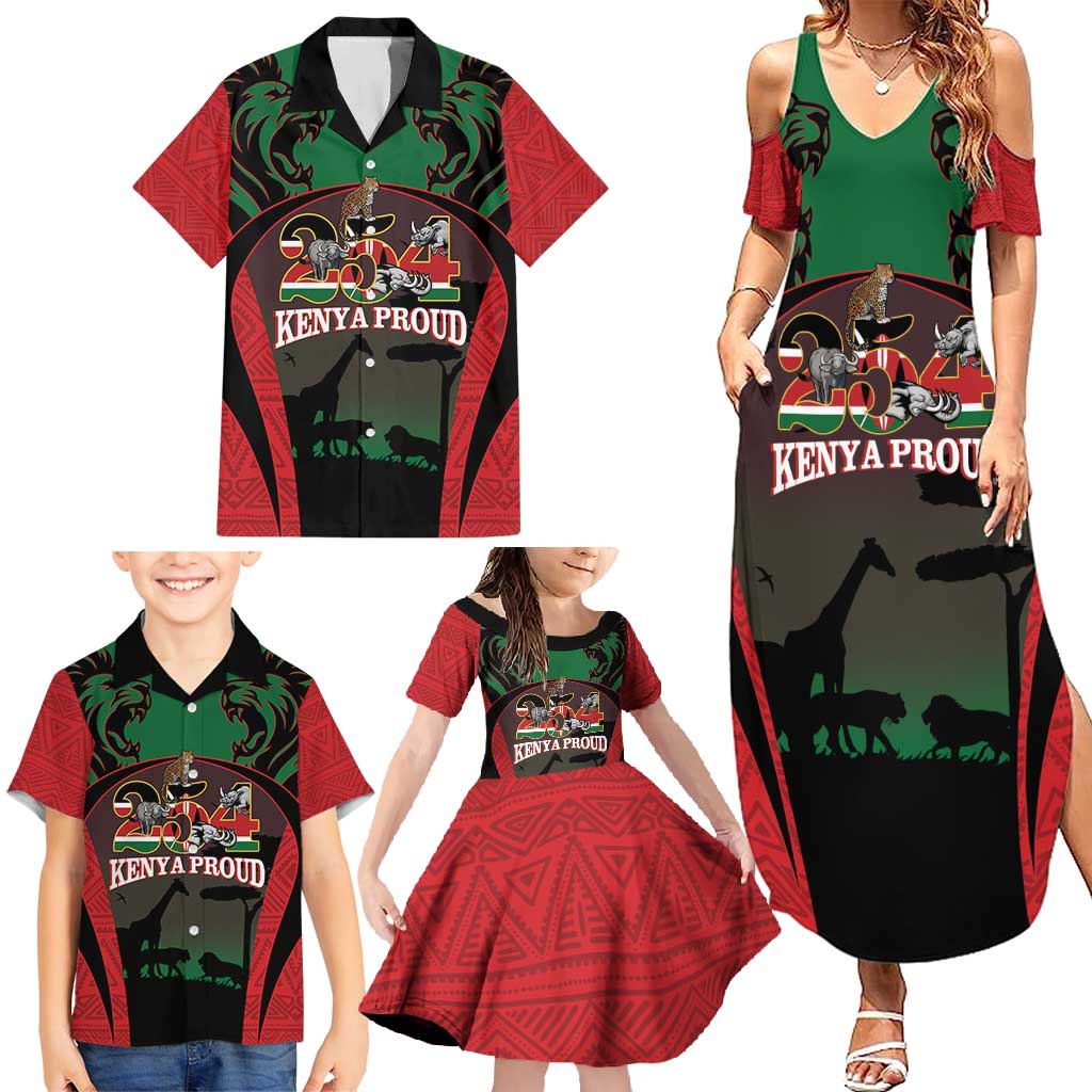 Proud Kenya 254 Family Matching Summer Maxi Dress and Hawaiian Shirt Kenyan Safari Animals - Wonder Print Shop