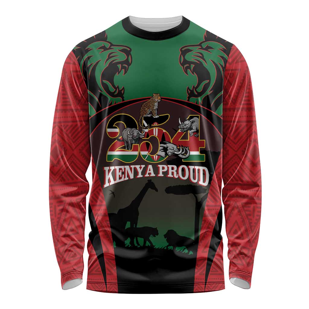 Proud Kenya 254 Long Sleeve Shirt Kenyan Safari Animals - Wonder Print Shop