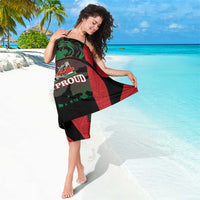 Red, black and green KenyaProud safari sarong with lion and elephant illustrations