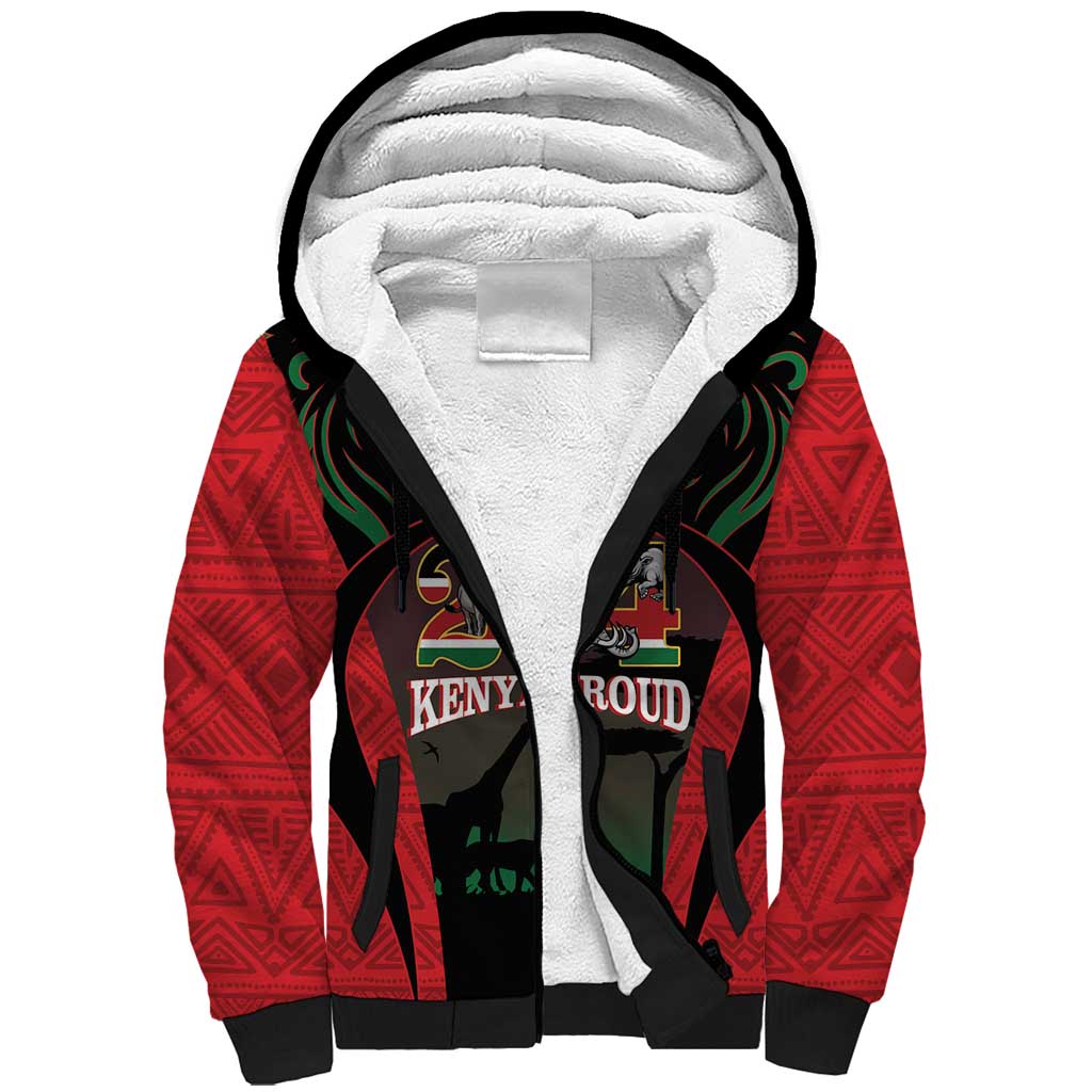 Proud Kenya 254 Sherpa Hoodie Kenyan Safari Animals - Wonder Print Shop