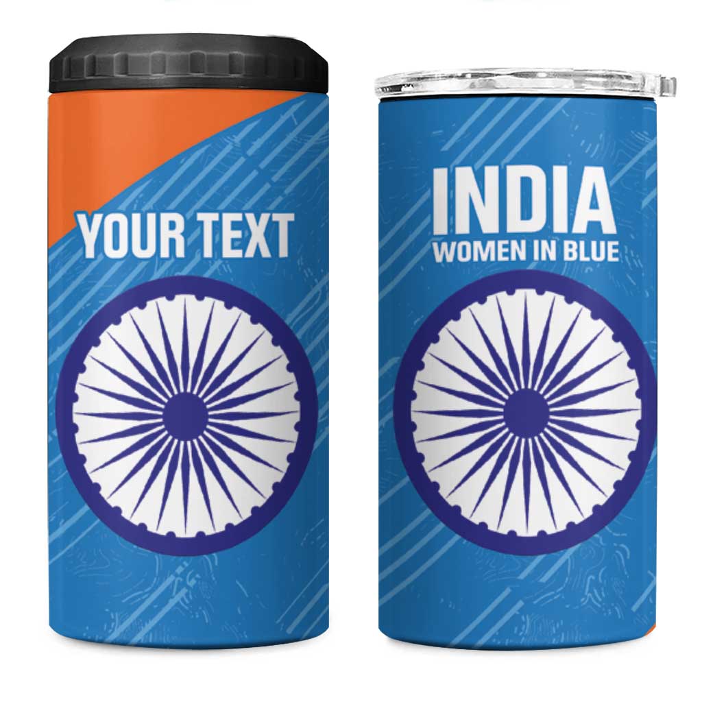 Personalised India Cricket 4 in 1 Can Cooler Tumbler Go Women In Blue - Wonder Print Shop