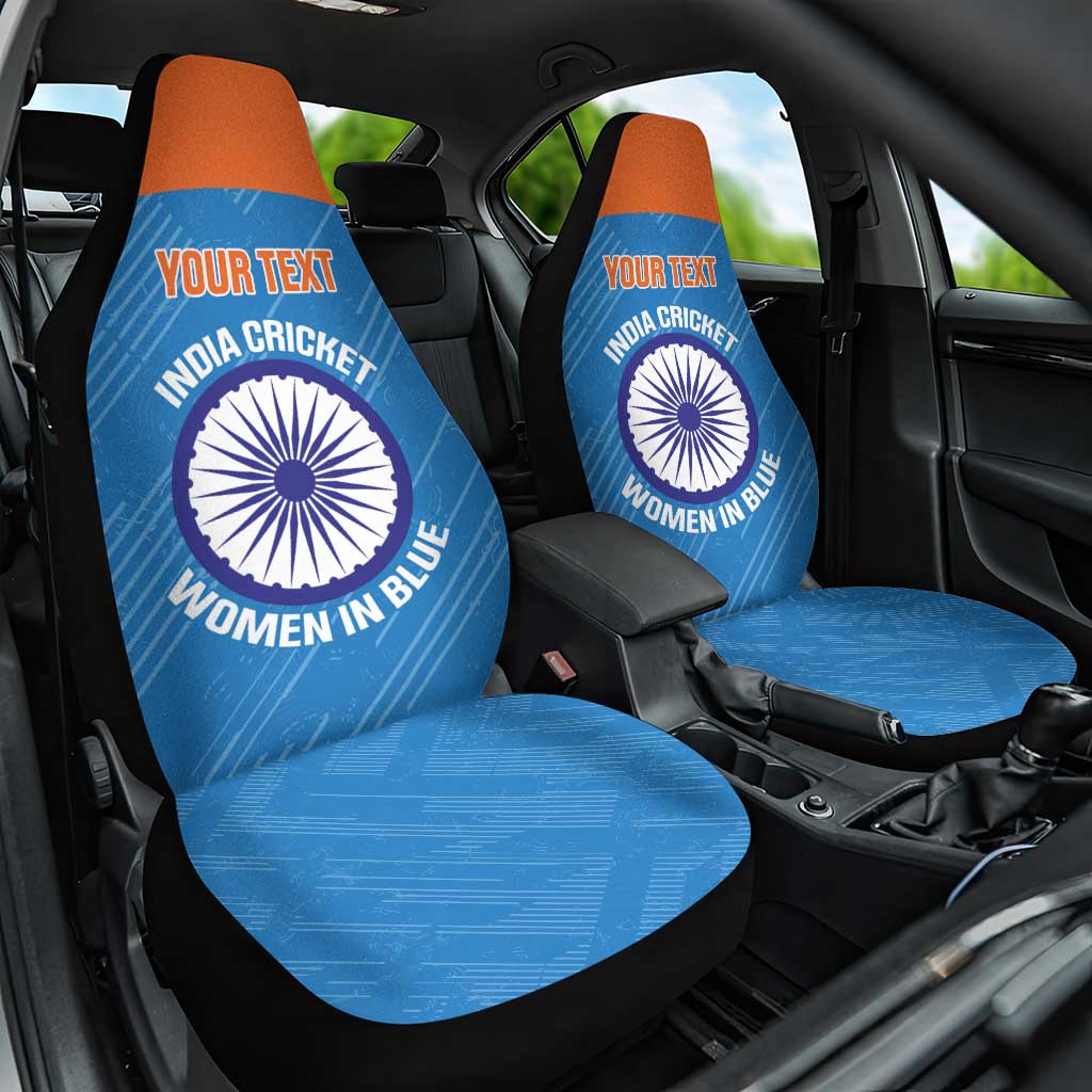 Custom India Cricket Car Seat Cover Go Women In Blue - Wonder Print Shop