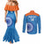 Custom India Cricket Couples Matching Mermaid Dress and Long Sleeve Button Shirt Go Women In Blue