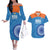 Custom India Cricket Couples Matching Off The Shoulder Long Sleeve Dress and Hawaiian Shirt Go Women In Blue - Wonder Print Shop