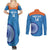 Custom India Cricket Couples Matching Summer Maxi Dress and Long Sleeve Button Shirt Go Women In Blue - Wonder Print Shop