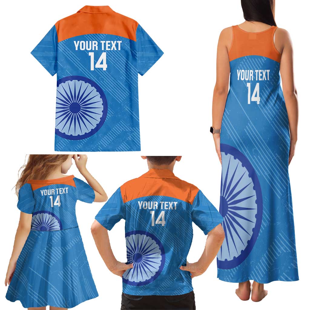 Custom India Cricket Family Matching Tank Maxi Dress and Hawaiian Shirt Go Women In Blue - Wonder Print Shop