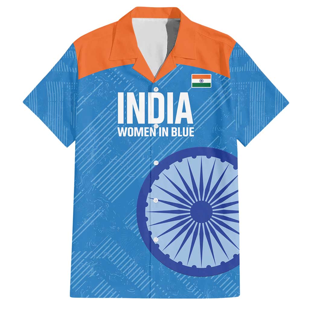 Custom India Cricket Hawaiian Shirt Go Women In Blue - Wonder Print Shop