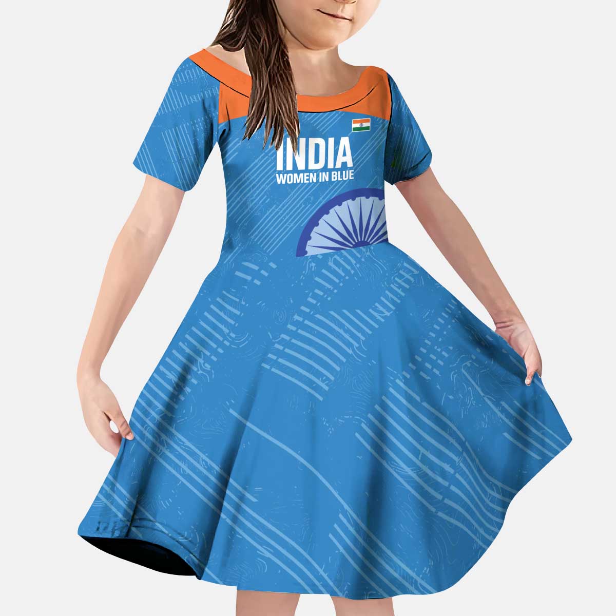 Custom India Cricket Kid Short Sleeve Dress Go Women In Blue - Wonder Print Shop