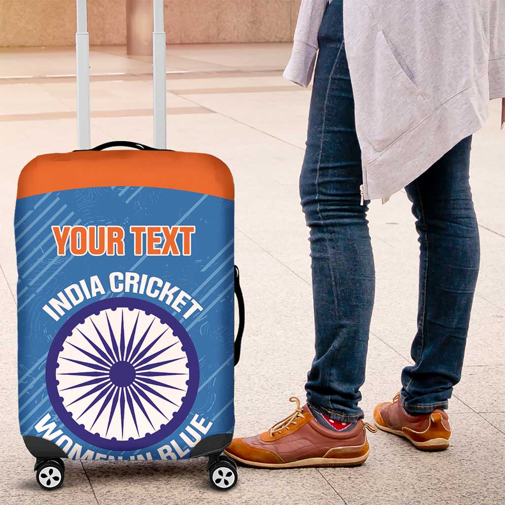 Custom India Cricket Luggage Cover Go Women In Blue - Wonder Print Shop