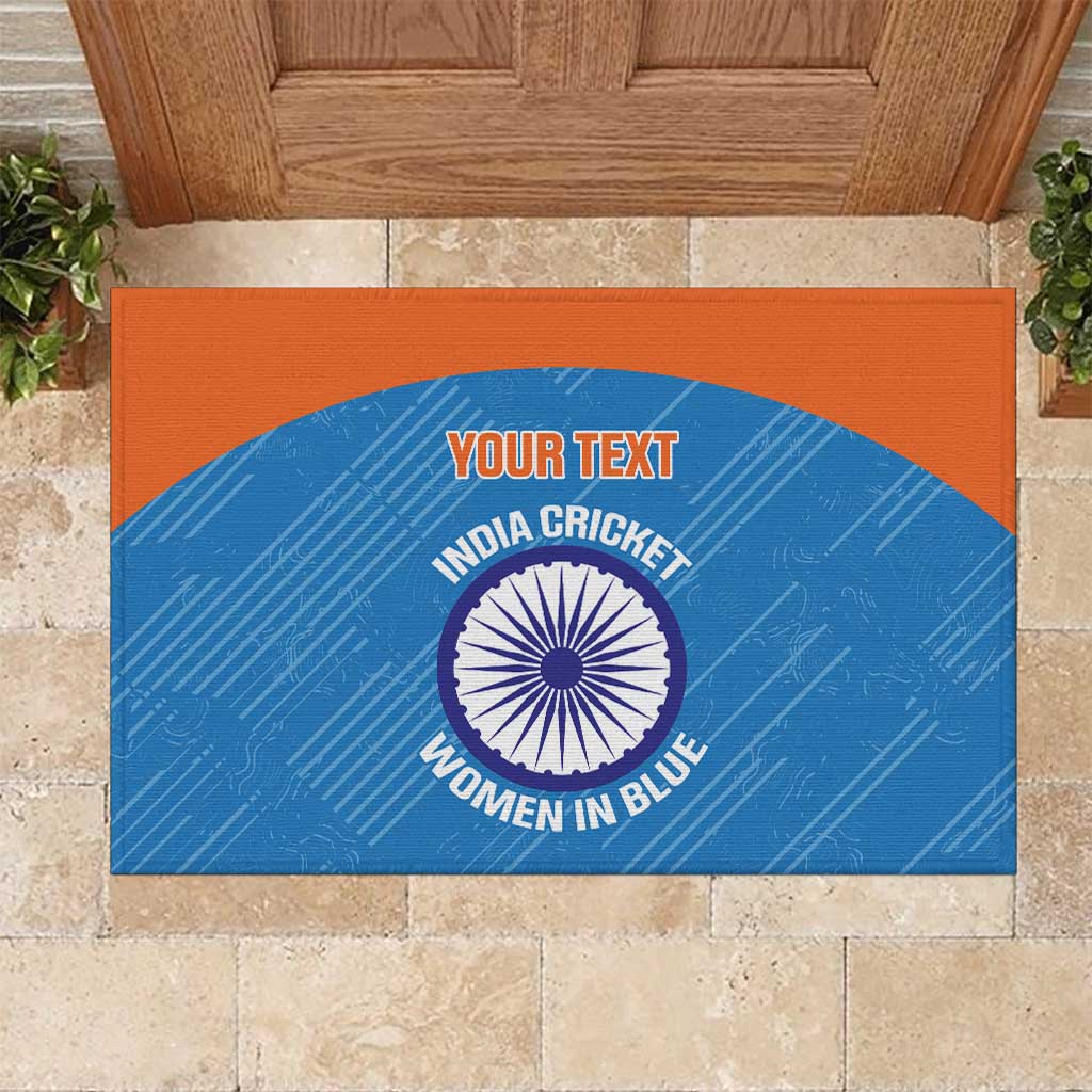 Custom India Cricket Rubber Doormat Go Women In Blue