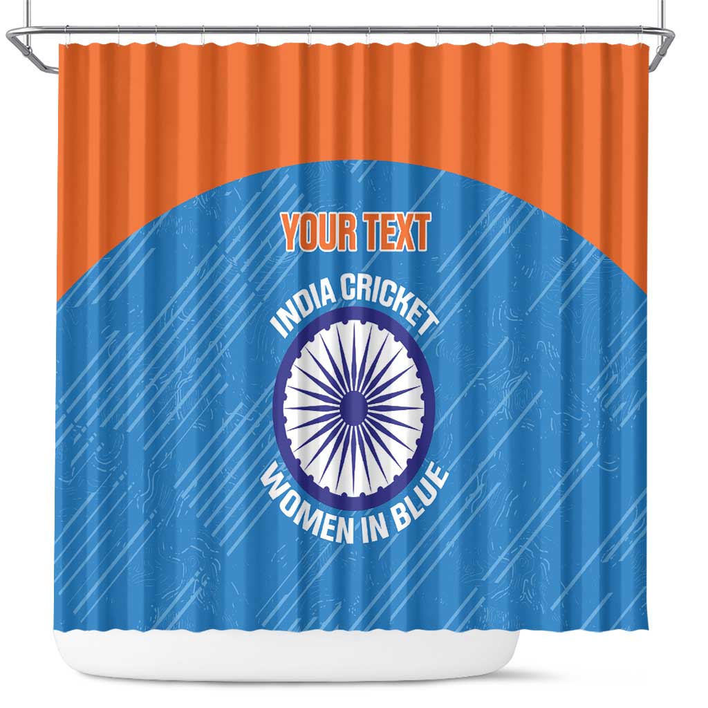 Custom India Cricket Shower Curtain Go Women In Blue