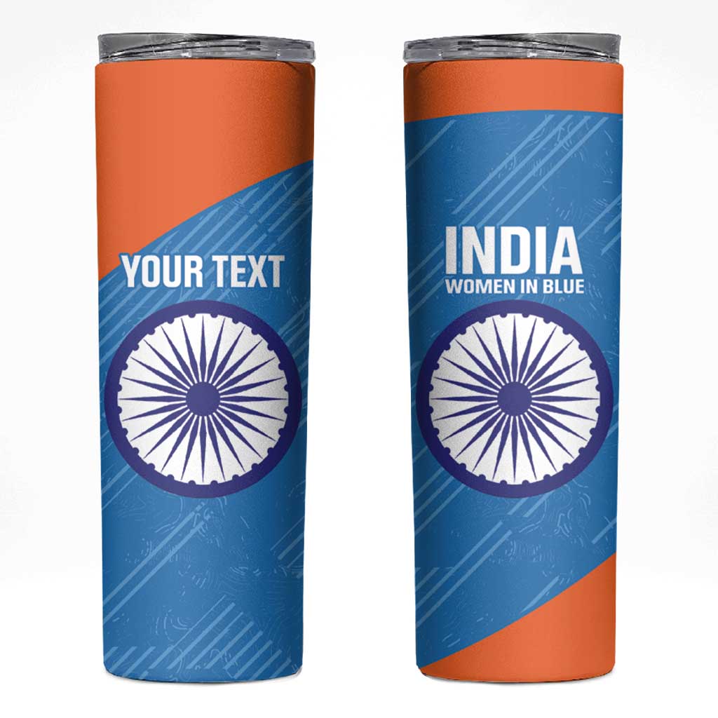 Personalised India Cricket Skinny Tumbler Go Women In Blue