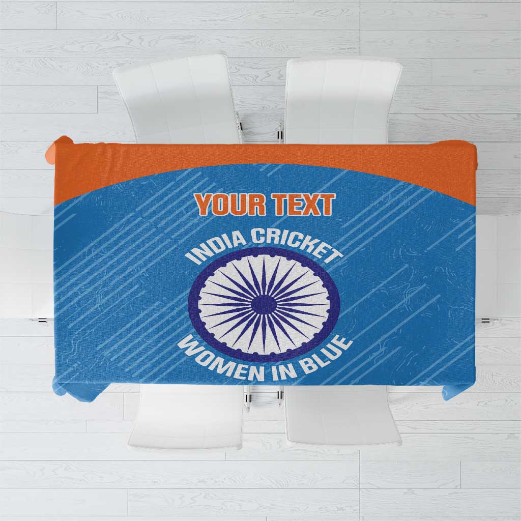 Custom India Cricket Tablecloth Go Women In Blue