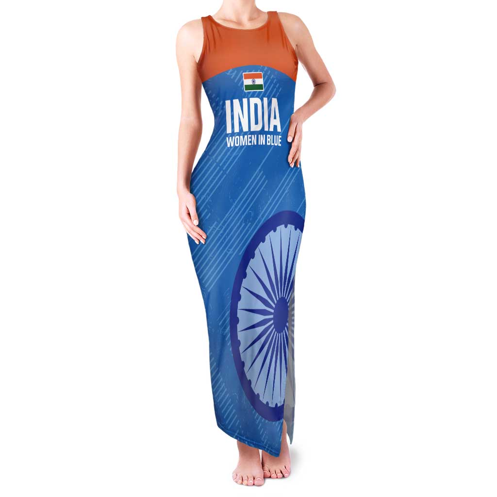 Custom India Cricket Tank Maxi Dress Go Women In Blue