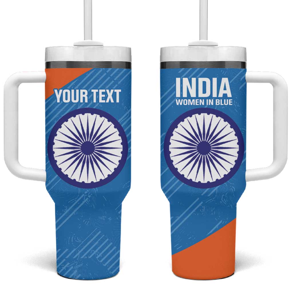 Personalised India Cricket Tumbler With Handle Go Women In Blue