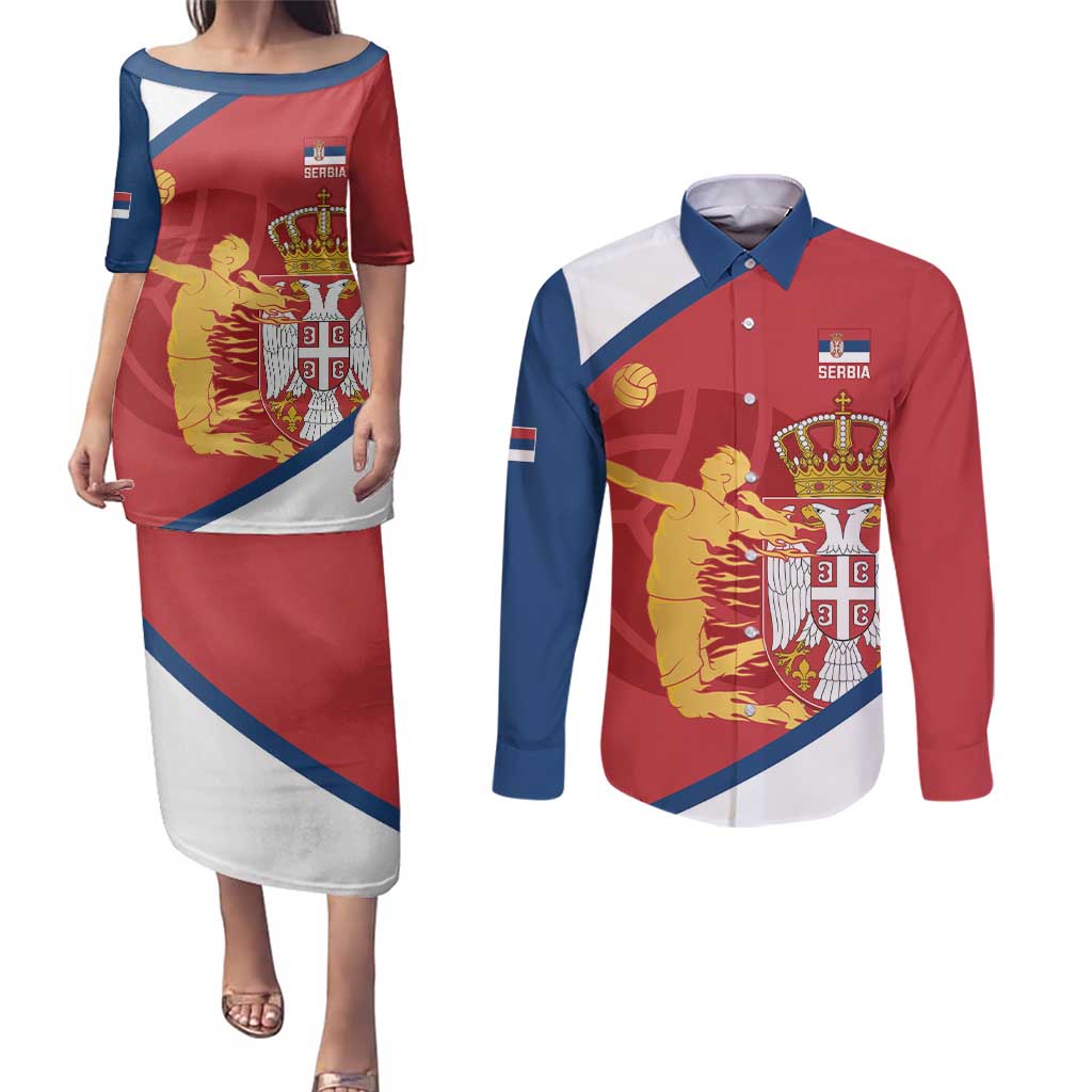 Custom Serbia Volleyball Couples Matching Puletasi and Long Sleeve Button Shirt 2025 Go Champions