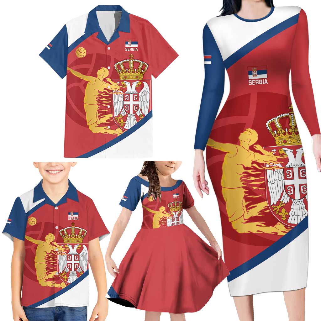 Custom Serbia Volleyball Family Matching Long Sleeve Bodycon Dress and Hawaiian Shirt 2025 Go Champions