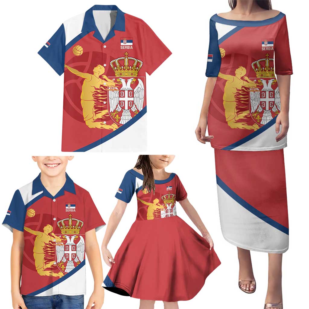 Custom Serbia Volleyball Family Matching Puletasi and Hawaiian Shirt 2025 Go Champions