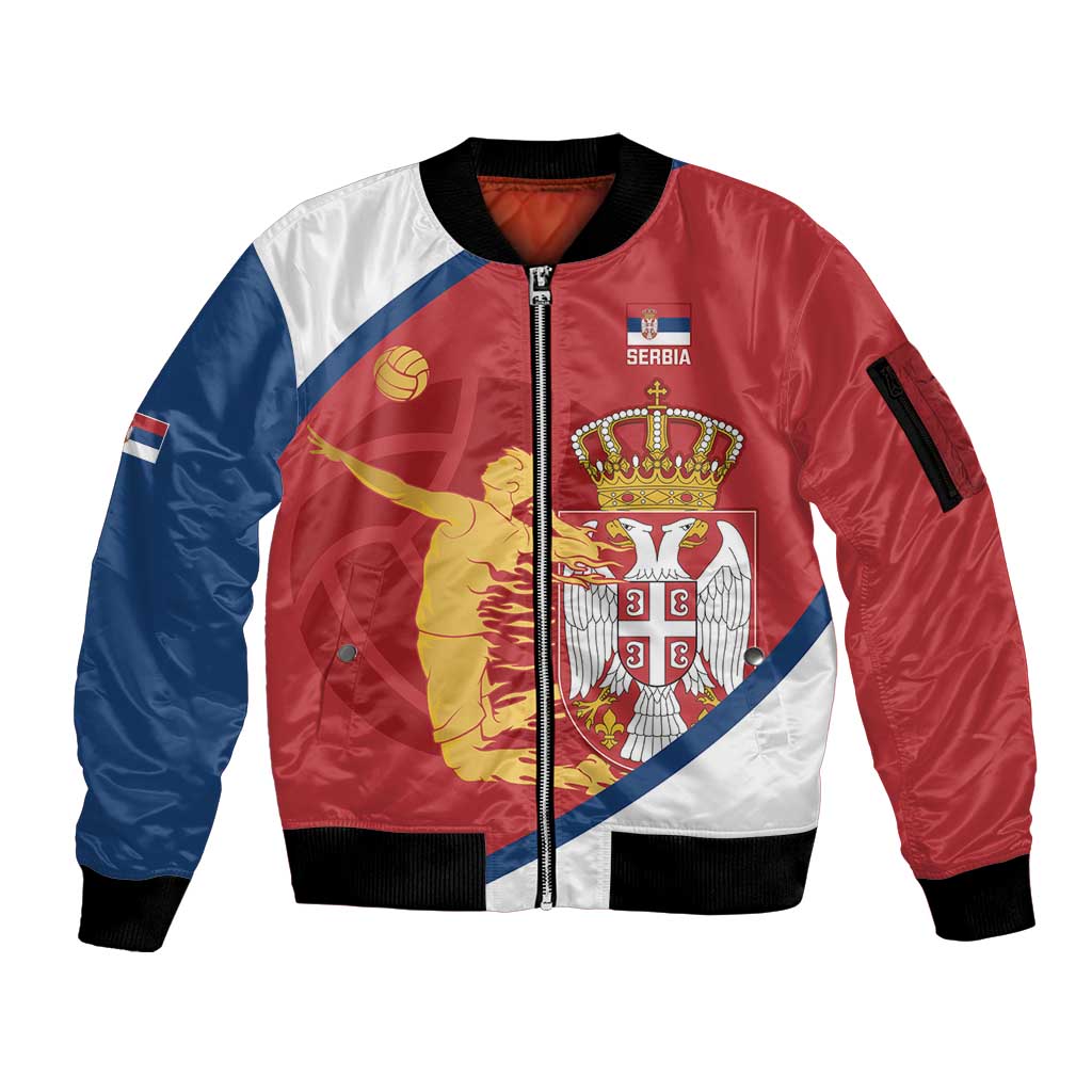 Custom Serbia Volleyball Sleeve Zip Bomber Jacket 2025 Go Champions