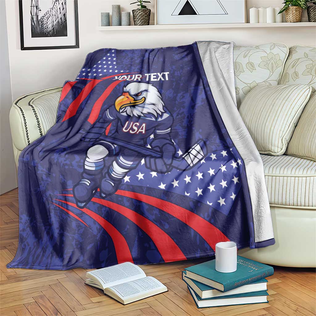 Custom USA Ice Hockey Blanket United States Eagle Mascot