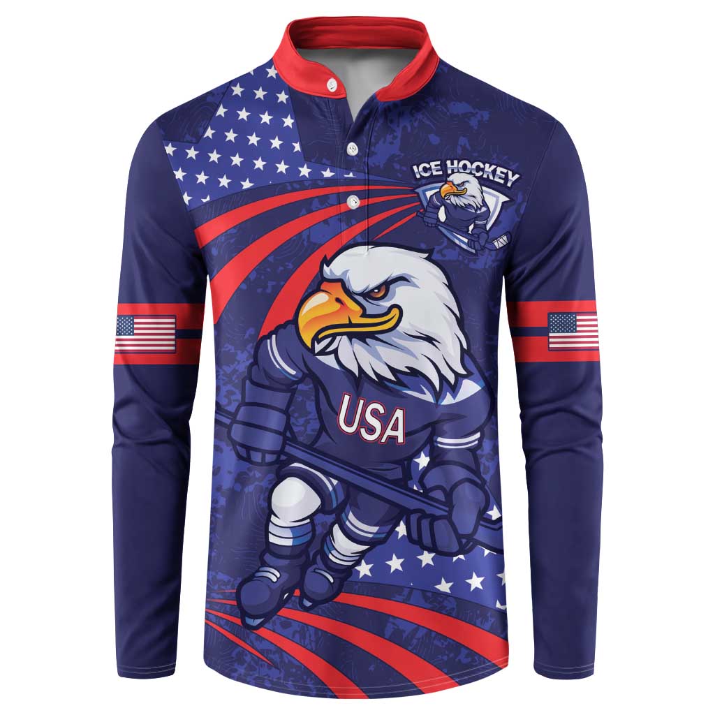 Custom USA Ice Hockey Button Sweatshirt United States Eagle Mascot