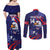 Custom USA Ice Hockey Couples Matching Off Shoulder Maxi Dress and Long Sleeve Button Shirt United States Eagle Mascot