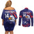 Custom USA Ice Hockey Couples Matching Off Shoulder Short Dress and Long Sleeve Button Shirt United States Eagle Mascot