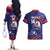 Custom USA Ice Hockey Couples Matching Off The Shoulder Long Sleeve Dress and Hawaiian Shirt United States Eagle Mascot